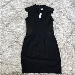 Black Helmut Lang Blistered Leather Panel Dress